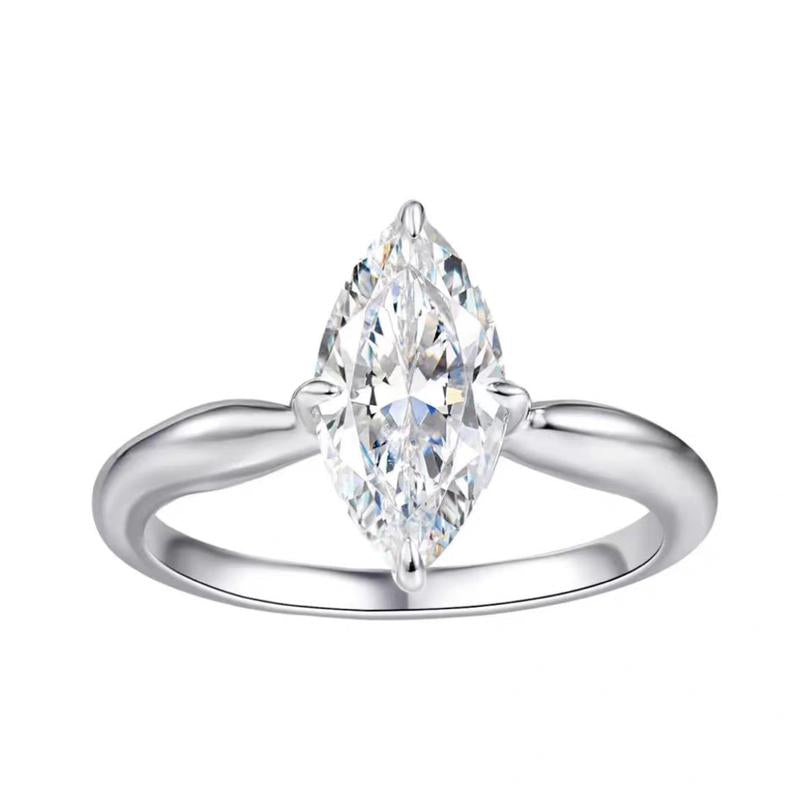 #61(Marquise)925 Sterling Silver Synthetic Moissanite Ring