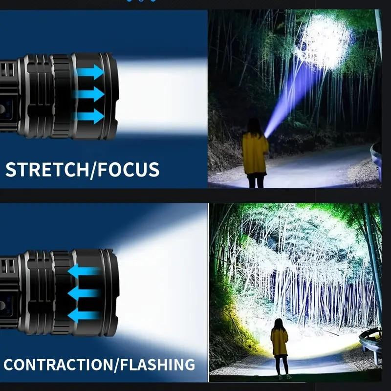 1Pc Rechargeable LED Flashlights, with 5 Lighting Modes, Long Lasting Powerful Handheld Bright Flashlight for Emergencies Camping, Rescue, Hunting, Inspection, Repair Outdoor Running, Hunting, Camping, Hiking