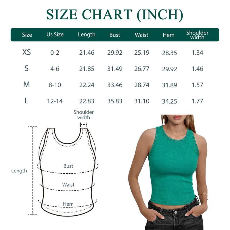 AUTOMET Washed Sleeveless Tank Top - Soft Breathable Slim-Fitting Casual Women'S Wear Basic Minimalist Design