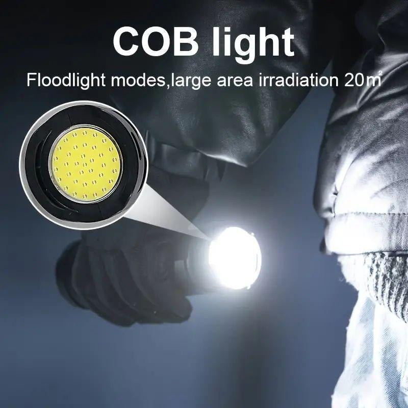 1Pc Rechargeable LED Flashlights, with 5 Lighting Modes, Long Lasting Powerful Handheld Bright Flashlight for Emergencies Camping, Rescue, Hunting, Inspection, Repair Outdoor Running, Hunting, Camping, Hiking