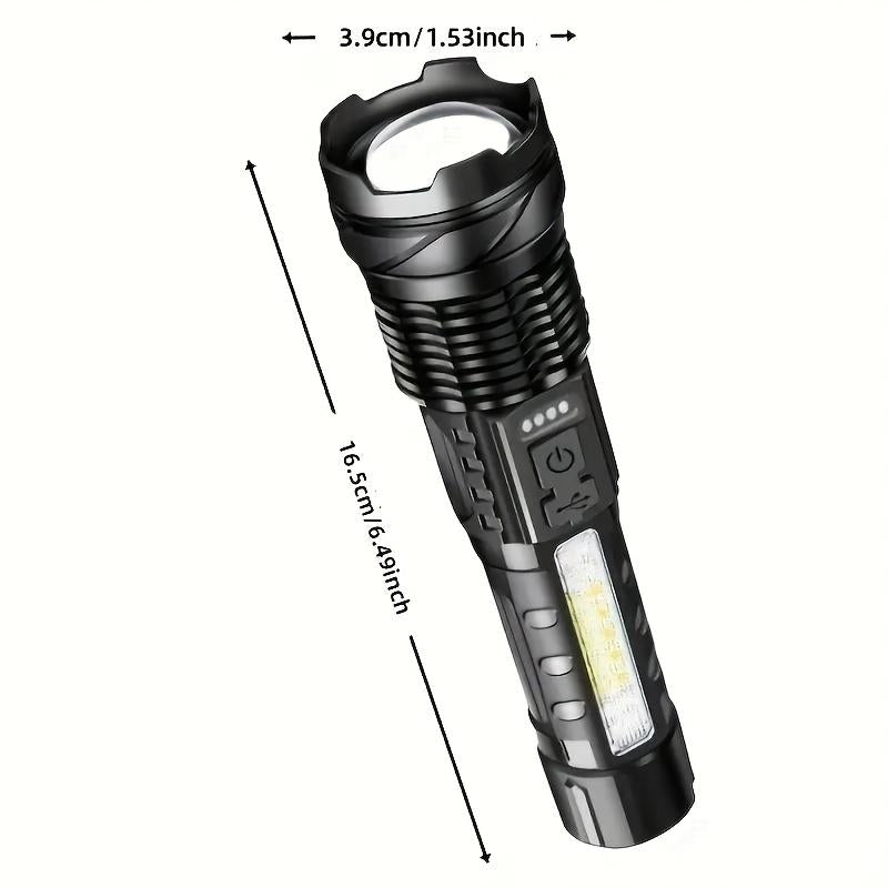 BUY 1 GET 1 FREE 2X Super Bright Zoomable Flashlights 6 Modes COB Side Light Perfect for Camping Emergencies Bright Flashlight Outdoor Strong Usb C Rechargeable