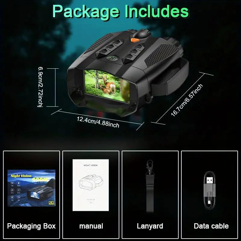 3.0 Inch 4K Night Vision Binoculars with 32GB SD Card, Rechargeable, Digital Electronic Gifts - Hunting Gifts for Men/Dad/Husband - Cool Tech Gadgets for Camping/Boating, 10X, Camera