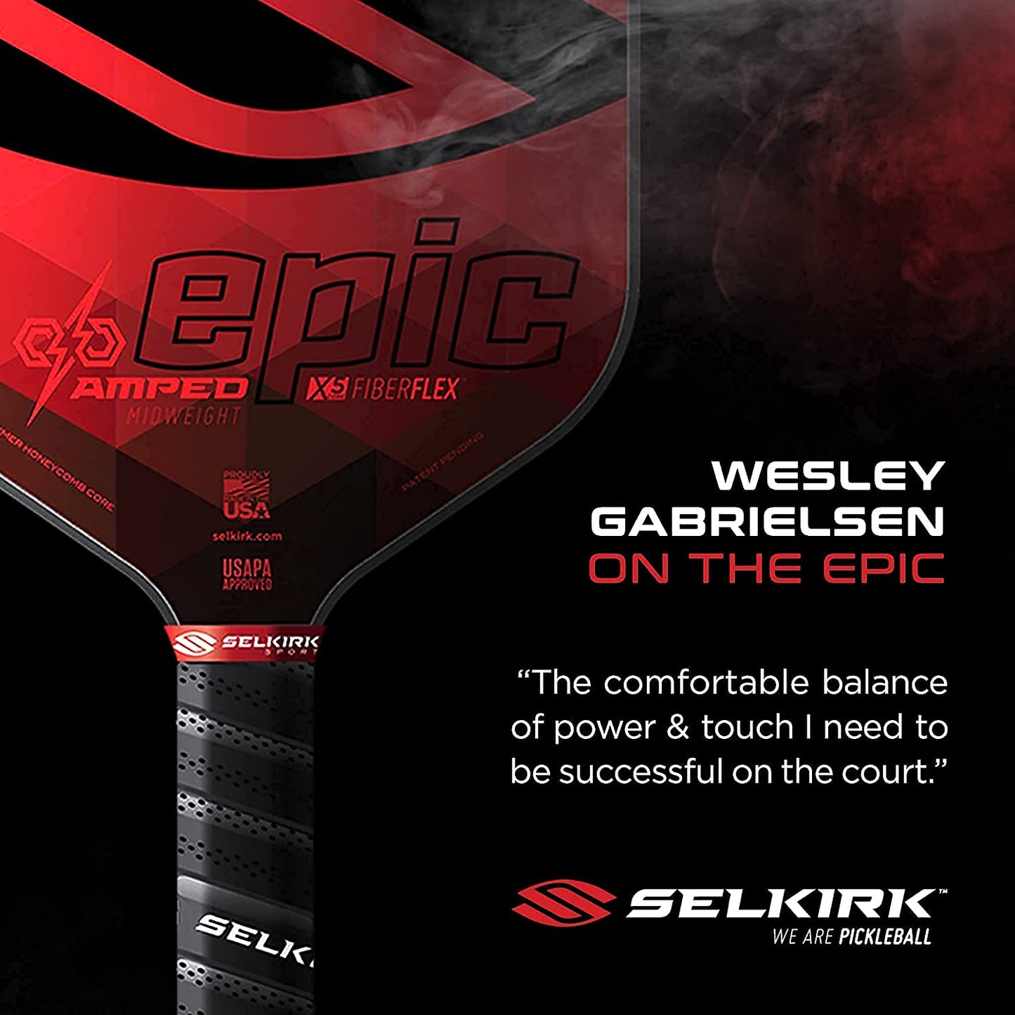 Selkirk Sport Amped Pickleball Paddle | Assembled in the USA | Amped Control or Amped Pro Fiberglass Pickleball Paddle | Unrivaled Precision & Control