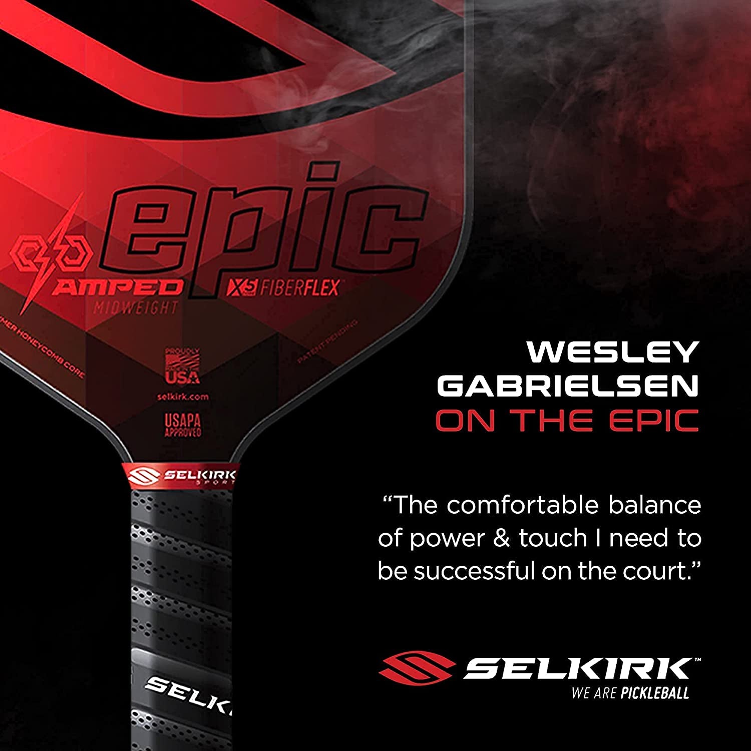 Selkirk Sport Amped Pickleball Paddle | Assembled in the USA | Amped Control or Amped Pro Fiberglass Pickleball Paddle | Unrivaled Precision & Control