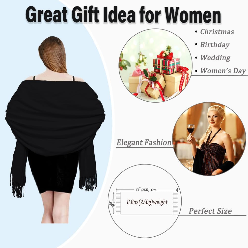 Twoyek Womens Scarf Pashmina Shawls and Wraps for Evening Dress Wedding Bridesmaid Gift