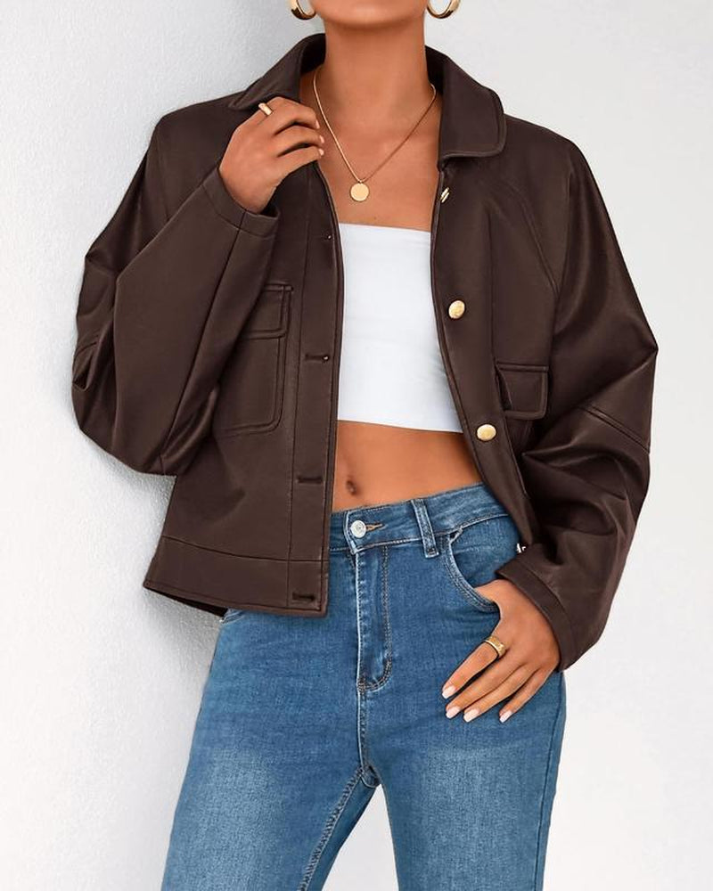 BTFBM Women'S Faux Leather Jacket Fall Winter Clothes 2025 Long Sleeve Button down Oversized Motorcycle Coats Outwear