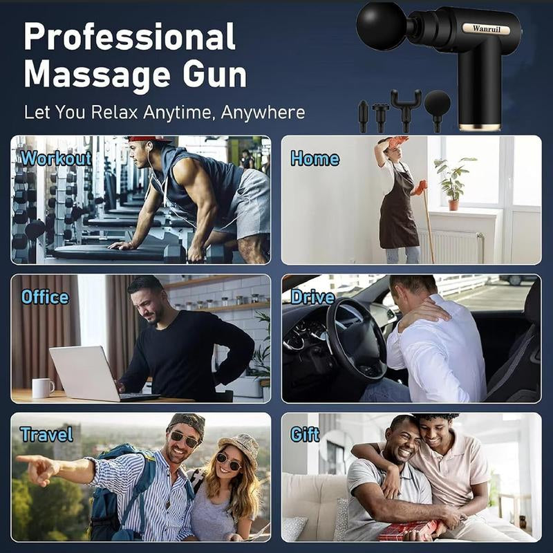 Home Portable USB Rechargeable 6-Speed Body Massage Gun-Black Neck Massager Back Massager