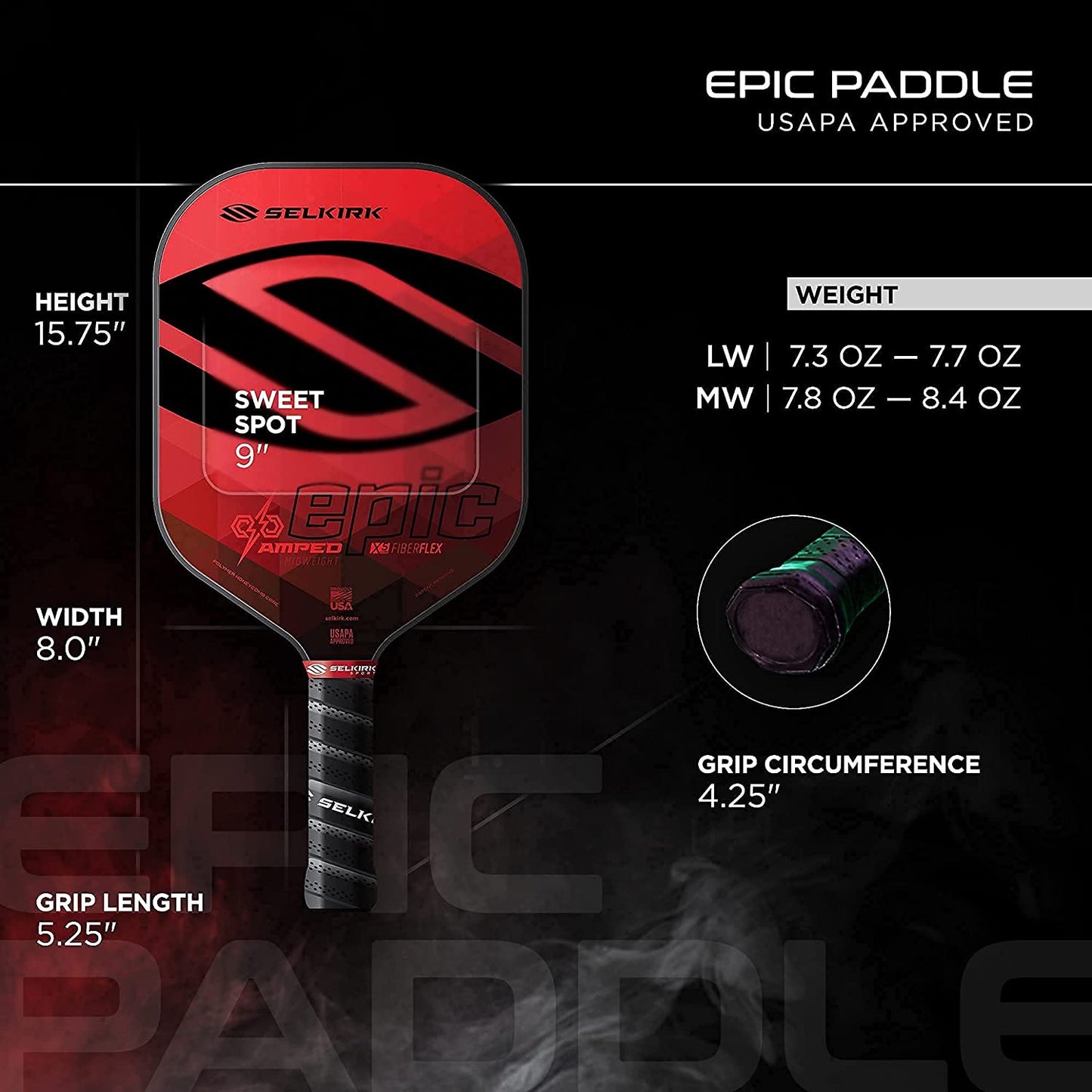 Selkirk Sport Amped Pickleball Paddle | Assembled in the USA | Amped Control or Amped Pro Fiberglass Pickleball Paddle | Unrivaled Precision & Control