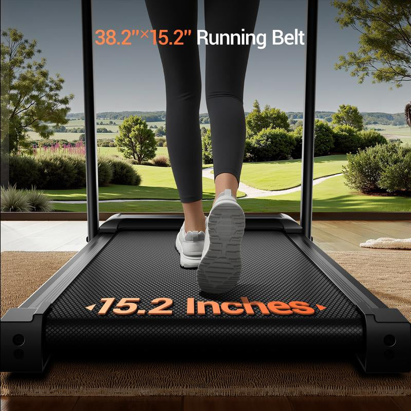 Incline Treadmill with Handle for Home and Office, Folding Treadmills with 300 Lbs Weight Capacity, 3.0HP Quiet Walking Pad Treadmill, Three LED Screen Display