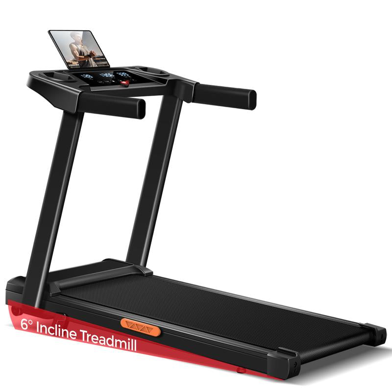 Incline Treadmill with Handle for Home and Office, Folding Treadmills with 300 Lbs Weight Capacity, 3.0HP Quiet Walking Pad Treadmill, Three LED Screen Display
