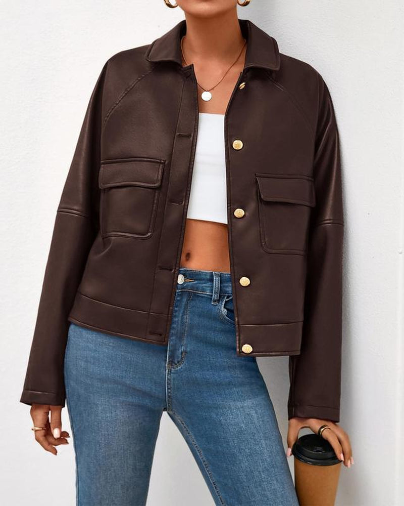 BTFBM Women'S Faux Leather Jacket Fall Winter Clothes 2025 Long Sleeve Button down Oversized Motorcycle Coats Outwear