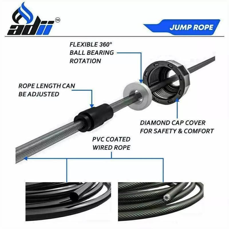 Adjustable Jump for Gym Aerobic Exercise, Boxing, Skipping, and Speed Fitness Jump Rope