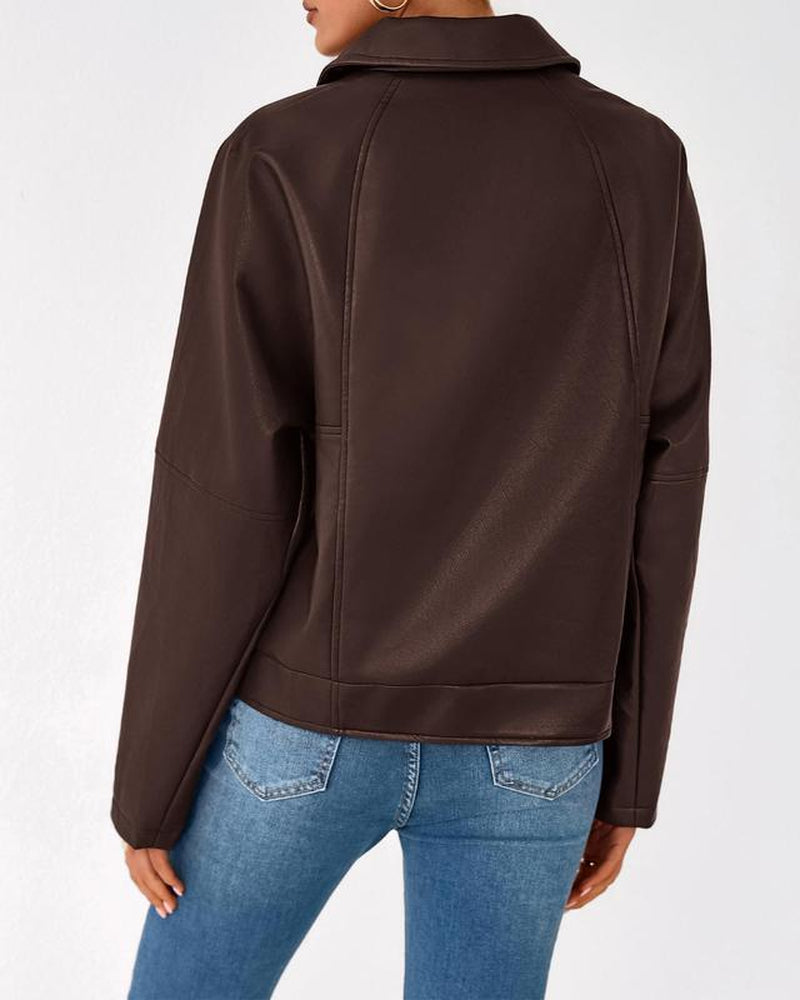 BTFBM Women'S Faux Leather Jacket Fall Winter Clothes 2025 Long Sleeve Button down Oversized Motorcycle Coats Outwear