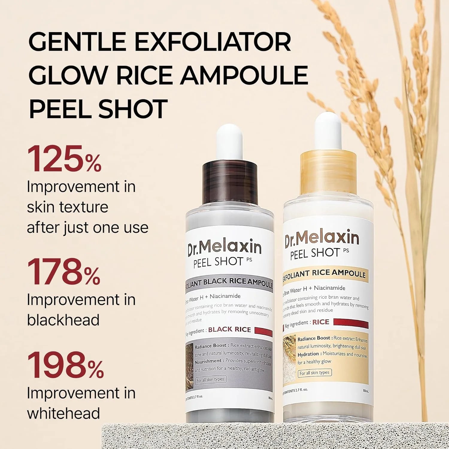 Peel Shot Glow Rice Ampoule Duo White Rice Ampoule+Black Rice Ampoule Soft Exfol