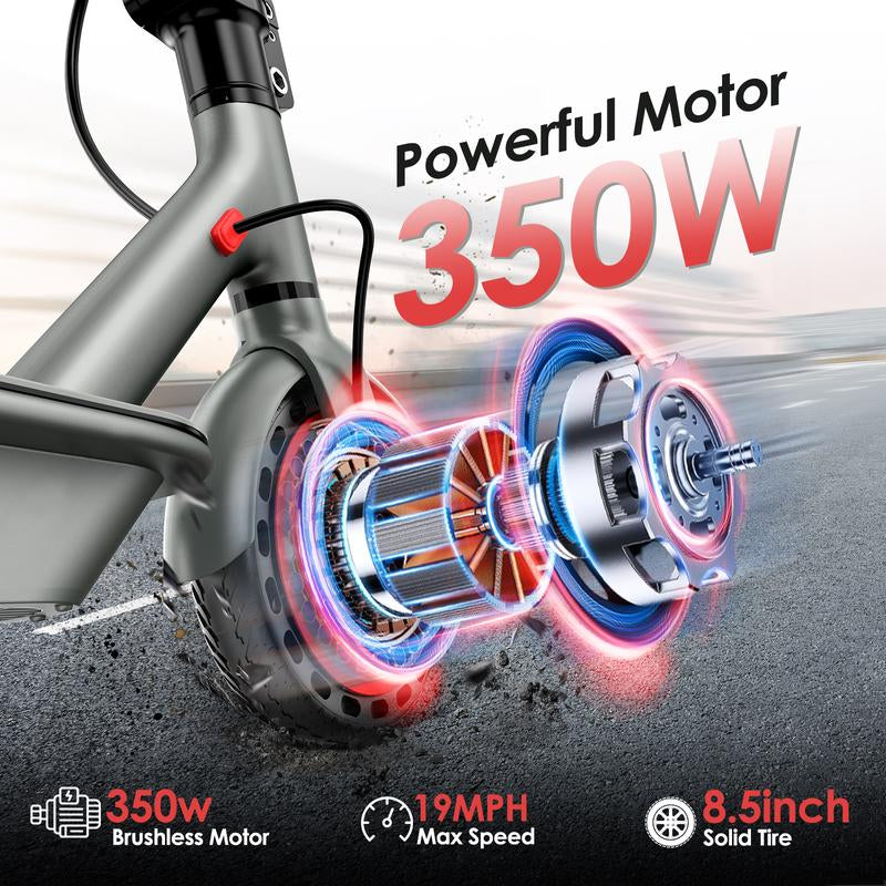 US 2025 Electric Scooter 350W Powerful Motor Dual Brake Kick Scooter for Adults, 21 Miles Long Range, 19 MPH Max Speed, 36V 7.8 AH Battery Portable Folding Commuting E-Scooter with App Control