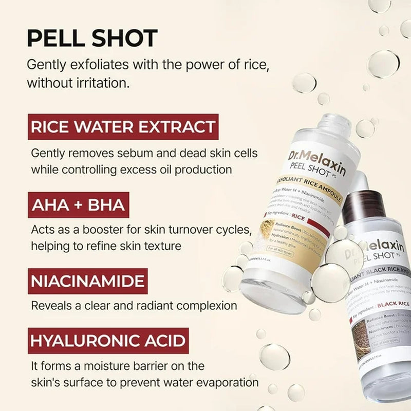 Peel Shot Glow Rice Ampoule Duo White Rice Ampoule+Black Rice Ampoule Soft Exfol