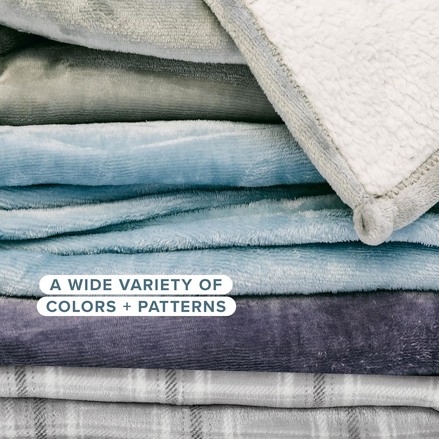 Bare Home Sherpa Fleece Blanket - Throw for Bed, Sofa, Couch, Camping, Travel, and Gifts - Warm & Lightweight - Fluffy & Soft Plush Blanket - Reversible (Throw/Travel, Oyster)