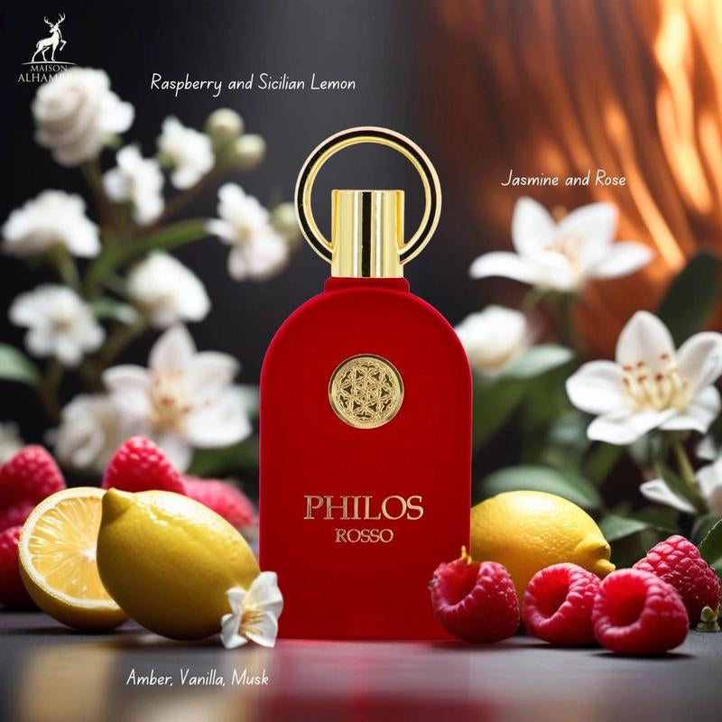 Philos Rosso Eau De Parfum Spray 100Ml (3.4 Oz) by Maison Alhambra | Luminous Sweetness, Timeless Allure