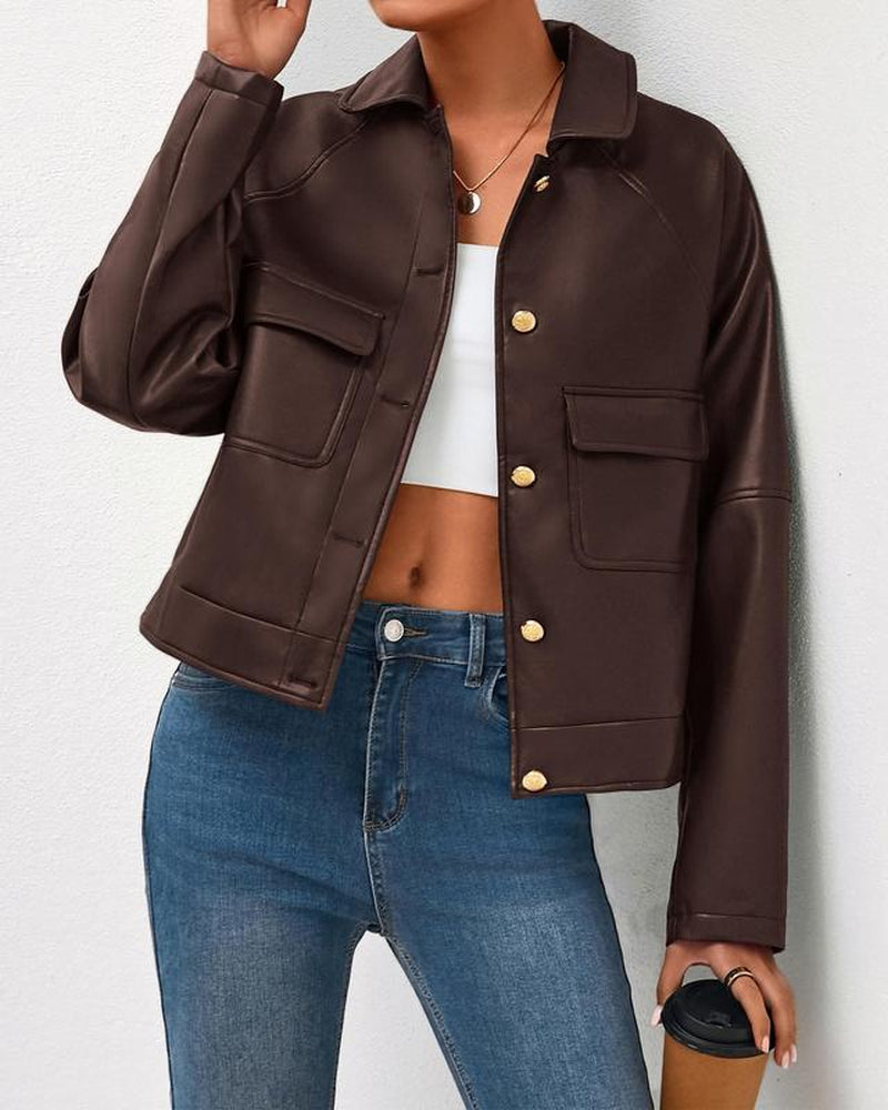 BTFBM Women'S Faux Leather Jacket Fall Winter Clothes 2025 Long Sleeve Button down Oversized Motorcycle Coats Outwear