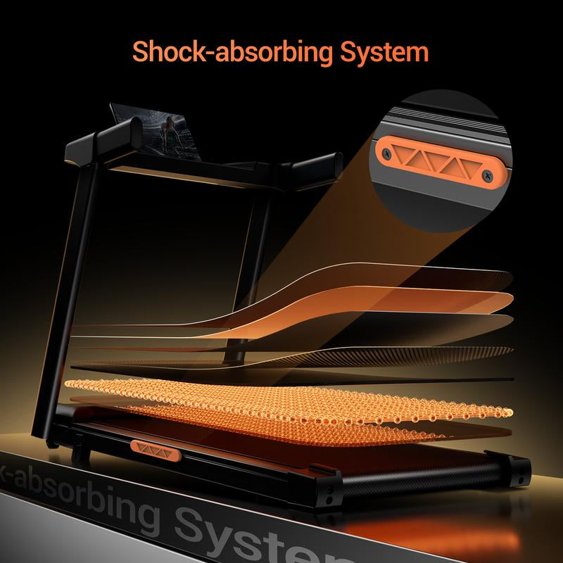 Incline Treadmill with Handle for Home and Office, Folding Treadmills with 300 Lbs Weight Capacity, 3.0HP Quiet Walking Pad Treadmill, Three LED Screen Display