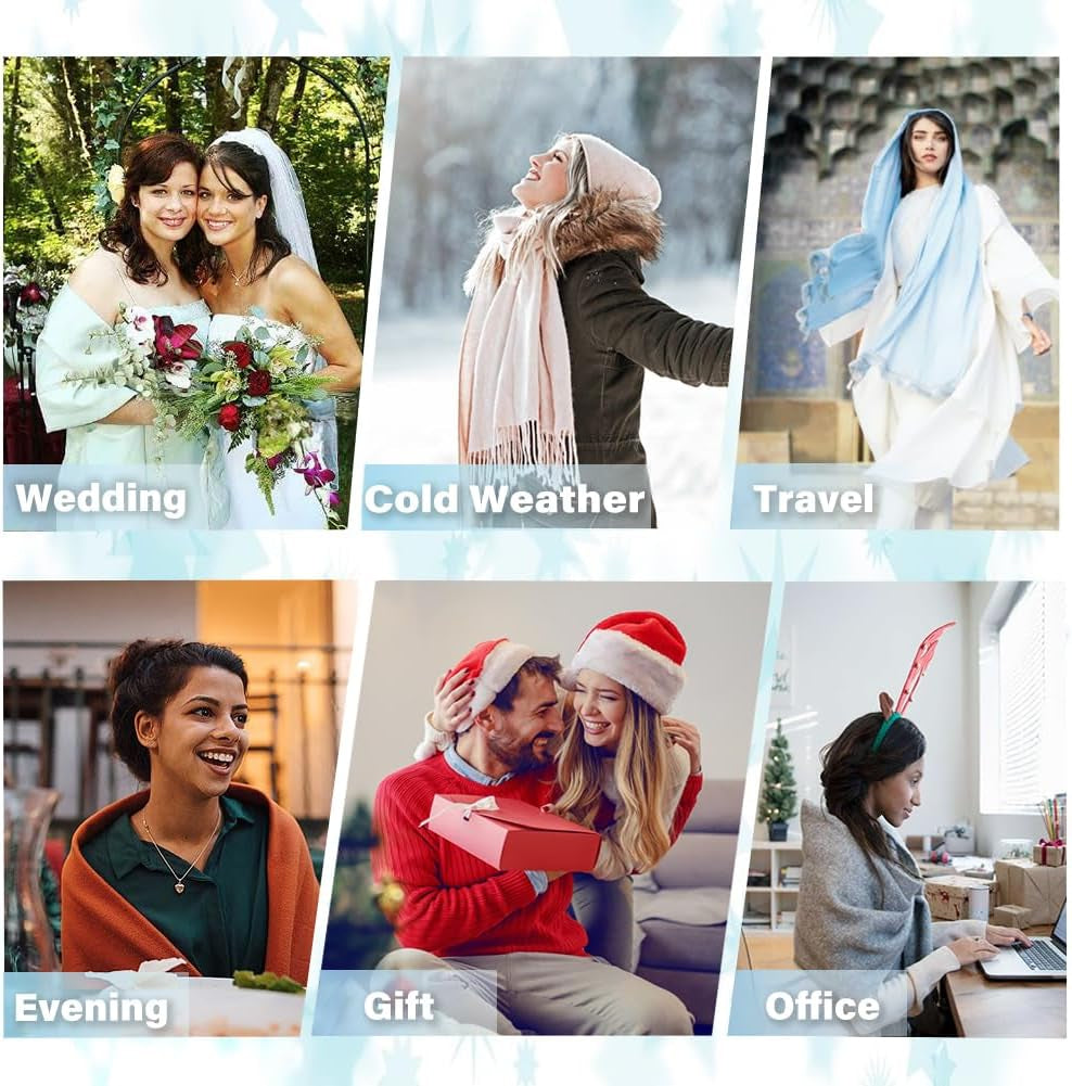 Twoyek Womens Scarf Pashmina Shawls and Wraps for Evening Dress Wedding Bridesmaid Gift