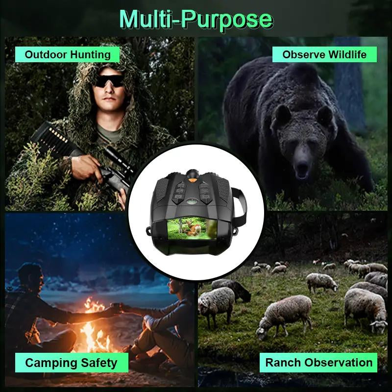 3.0 Inch 4K Night Vision Binoculars with 32GB SD Card, Rechargeable, Digital Electronic Gifts - Hunting Gifts for Men/Dad/Husband - Cool Tech Gadgets for Camping/Boating, 10X, Camera