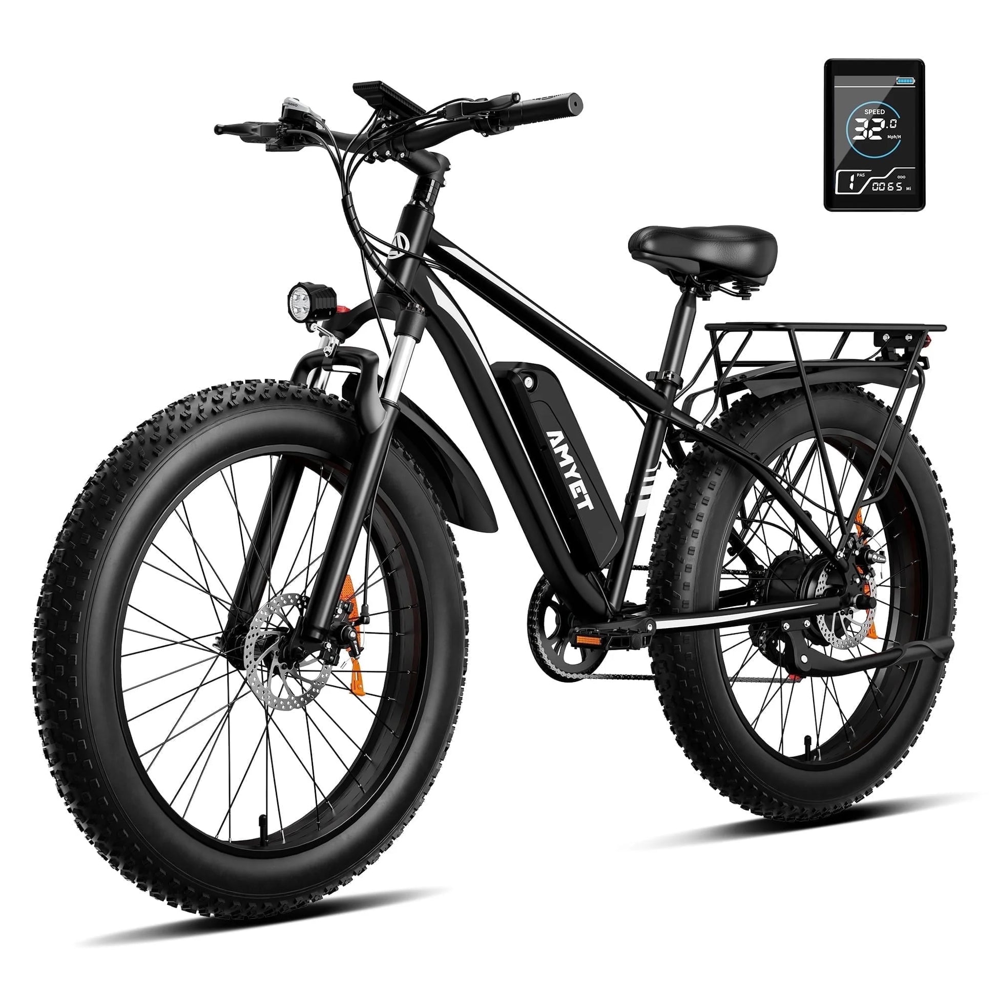 EB26 Electric Bike for Adults, 26*4.0 Fat Tire E-Mountain Bicycle,Peak 1500W Motor 48V 15Ah 7-Speed Ebike UL2849